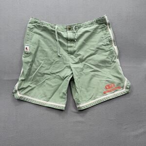 Nike Shorts Mens Large Green NSW N-72 Cotton Track Field Piping Zip Fly Casual